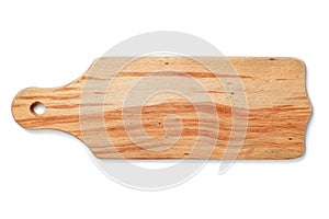 Empty kitchen cutting board with space for text on white background