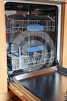 Empty kitchen dishwasher photo