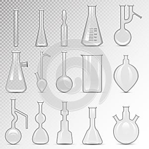 Empty lab flask vector set.