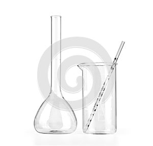 Empty laboratory glassware isolated