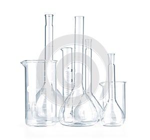 Empty laboratory glassware isolated