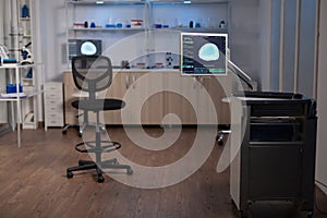 Empty laboratory modernly equipped with nobody in it