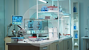 Empty laboratory modernly equipped with nobody in it