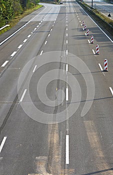 Empty 8-lane highway due to road and bridge works