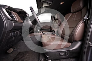 Empty leather driver seat