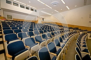 Empty lecture hall in college photo