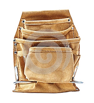 Empty lether tool belt isolated white