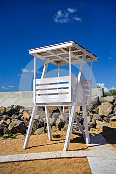 An empty life guard post at Bondi beach, Sydney Australia