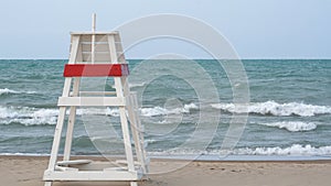 Empty Lifeguard Chair at the Beach