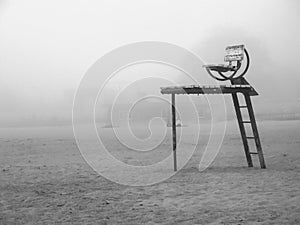 Empty lifeguard chair on a beach