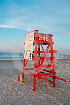 Empty lifeguard chair in Daytona Beach