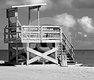 Empty Lifeguard Stand On The Beach