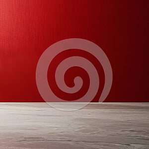 Empty Wooden Table with Red Wall Background