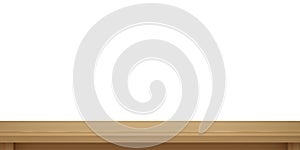 Empty light wooden table top isolated on white background with clipping path, Use as products display montage