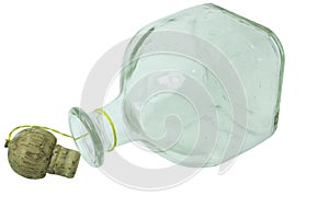 Empty liquor bottle on a white background