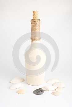 Empty liquor bottle on a white background