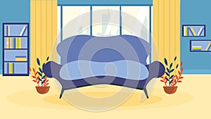 Empty Living Room Interior Sofa Bookcase Window