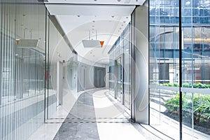 modern office building corridor interior