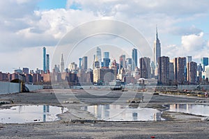 Empty Lot in Williamsburg Brooklyn with a view of the Manhattan New York City Skyline photo