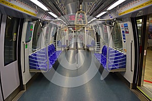 An empty LRT or MRT without passengers in Singapore