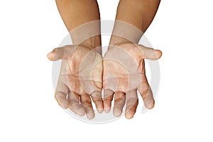 Empty man hands isolated on white background