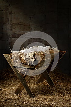 Empty Manger in Stable photo