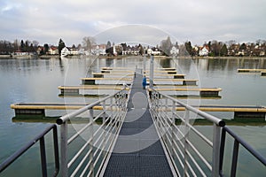 an empty marina of Lindau island on lake Constance in Germany