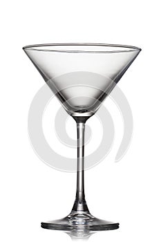 Empty martini glass isolated on white