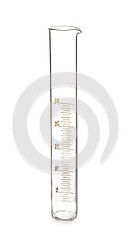 Empty measuring tube on white background