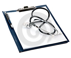 Empty medical document with a stethoscope
