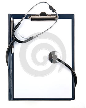 Empty medical document with a stethoscope