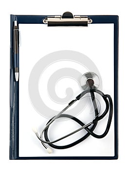 Empty medical document with a stethoscope
