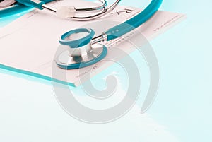 Empty medical prescription with stethoscope
