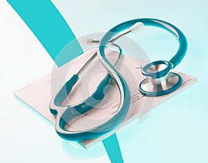 Empty medical prescription with a stethoscope