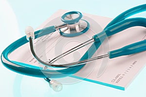 Empty medical prescription with a stethoscope
