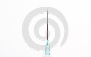 Empty medical syringe needle on white background