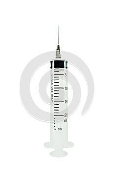 Empty Medical syringe on white background