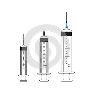 Empty medical Syringes icons.Vector illustration