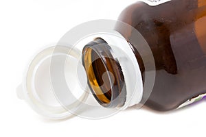 Empty Medicine Bottle With Open Cap.