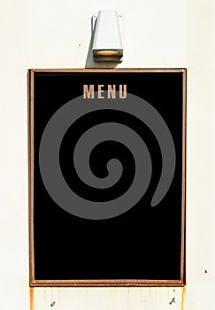 Empty menu board on wall