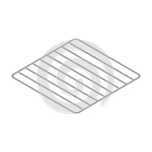 Empty metal rack or steel grid for grill from the Interior of the oven isolated on a white background