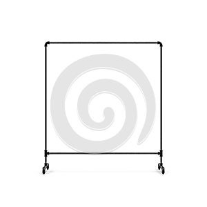 Empty Metall Clothing Display Rack on white. 3D illustration