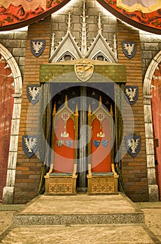 Empty middle-age royal thrones