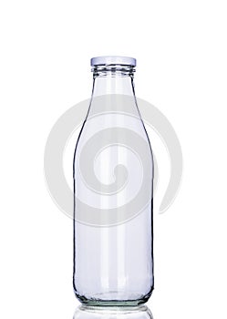 Empty milk bottle isolated, clipping path included