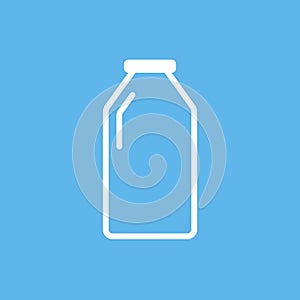 Empty milk bottle outline icon, flat design style, linear vector illustration