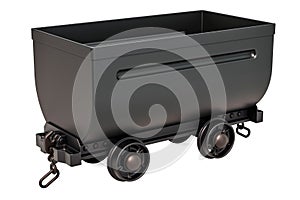 Empty minecart, mine trolley. 3D