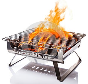 Empty mini square grill, Portable Barbecue, BBQ with Flame and Smoke