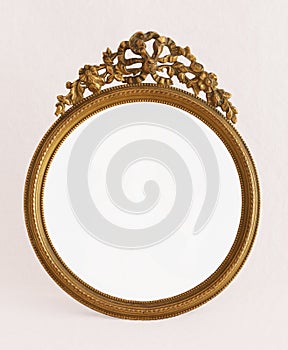 Empty miniature antique circle frame in bronze worked
