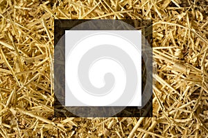 Empty mockup frame woodworking wood shavings 3d render