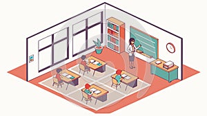 Empty Modern Classroom Interior Vector, vector design Generative AI